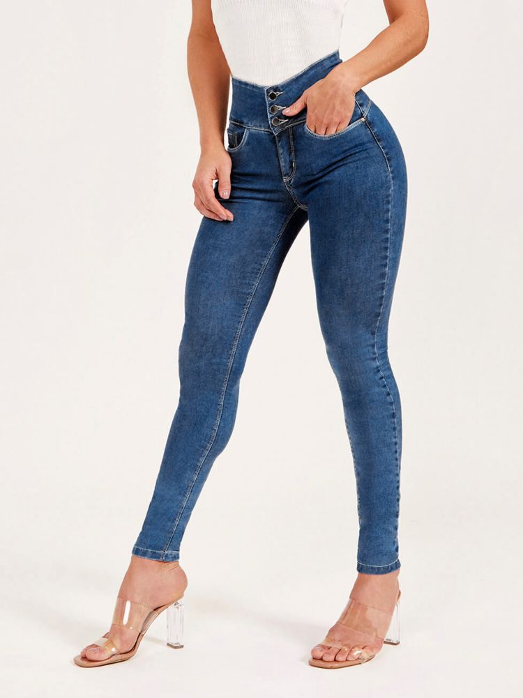 Frühling und Herbst Neue frauen Taste Abnehmen Sexy Tasche Hüfte Jeans Kleine Bein Hosen Frauen jeans_voghion.com