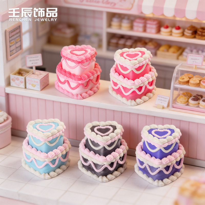 Cross-Border Popular 520 Valentine's Day Stress-Relief Cake DIY Resin Crafts Small Accessories Desktop Ornaments Decorations