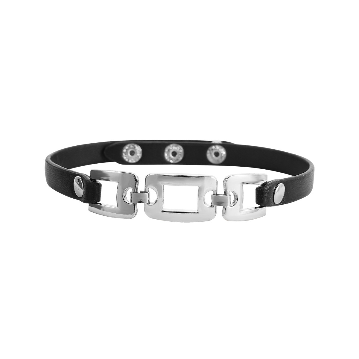 Party Occasion Pu Leather, Alloy Material Punk Round Square Pu Leather Alloy Choker Wholesale