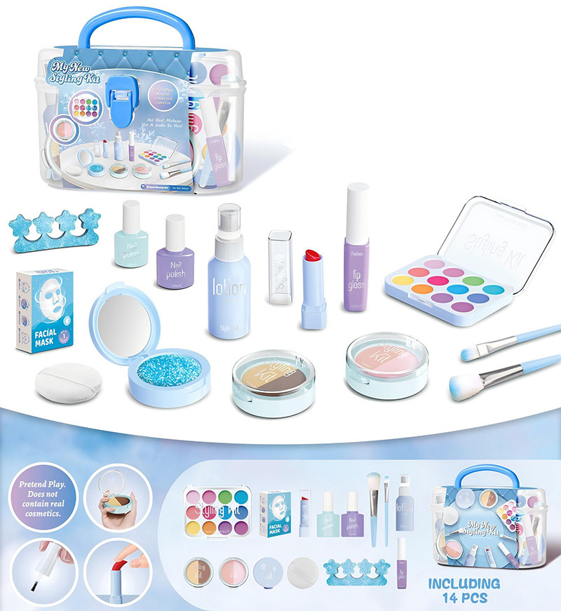 Navidad infantil imitación de sombras de ojos maquillaje juguetes de maquillaje para niñas en el hogar no borrable princesa maquillaje cubierta