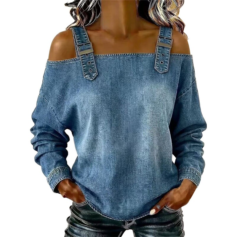 European and American Long-Sleeve Tops 2026 Cross-Border Foreign Trade Women's Clothing Aliexpress New Spring and Autumn Style Off-Shoulder Tie Strap Long Sleeves