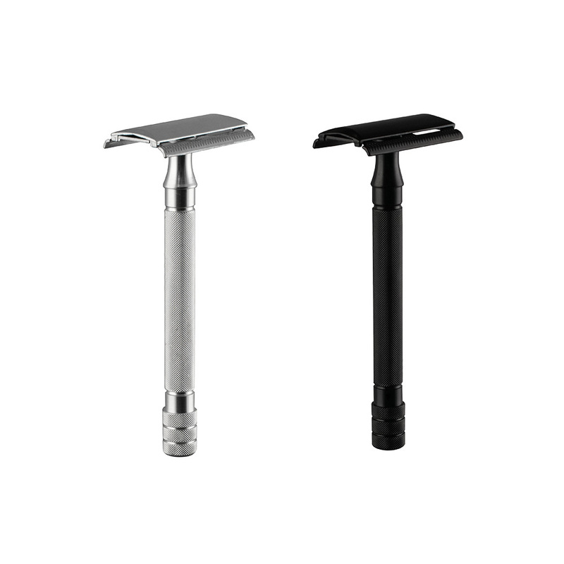 Aluminum alloy handle manual old-fashioned razor men's double-sided razor beard shaver shaver Aluminum alloy handle manual old-fashioned razor men's double-sided razor beard shaver shaver