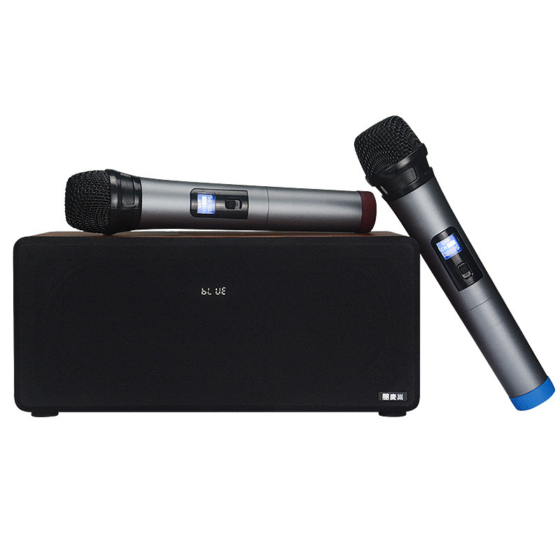 テレビカラオケホーム ktv Bluetooth オーディオワイヤレスマイクプロジェクターハイパワー木製スピーカーデュアルマイク付き|undefined