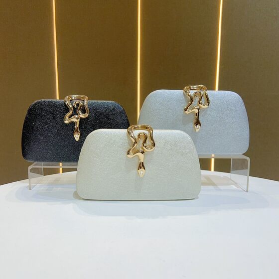 Cross-border New Women's Fashion Snake Lock Buckle Evening Bag Chain Crossbody Bag Party Banquet Clutch Evening Bag
