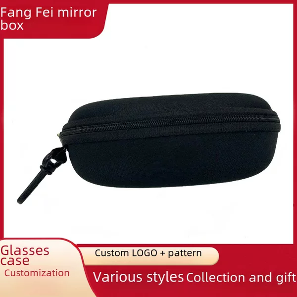 Wholesale EVA new anti-pressure sunglasses box knitted fabric zipper bag hook black sunglasses box can be added logo