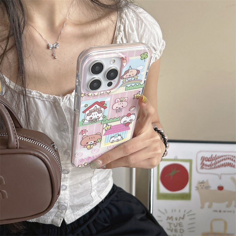 卡通条纹房屋动物插画适用iPhone17苹果16ProMax/15/14手机壳少女|undefined