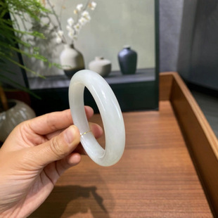 Jinyutang Xinjiang Hetian Jade White Ice White Jade Bracelet Oily and Delicate Without Cracks 56 Wide 13 Weight 55