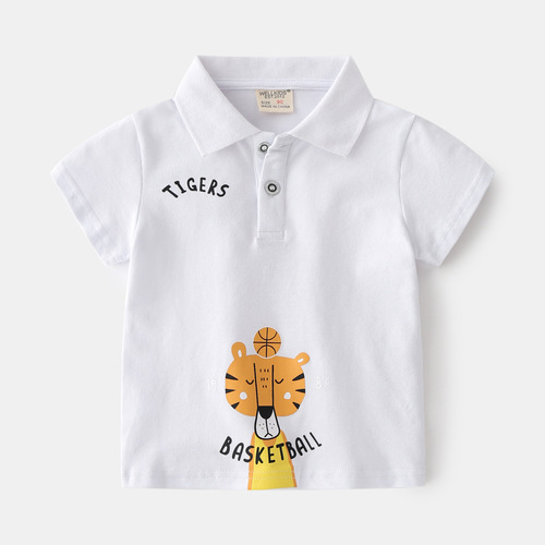 Lapel not hooded new summer style boy's handsome T-sleeve Korean style trendy bottoming shirt POLO shirt for children and babies