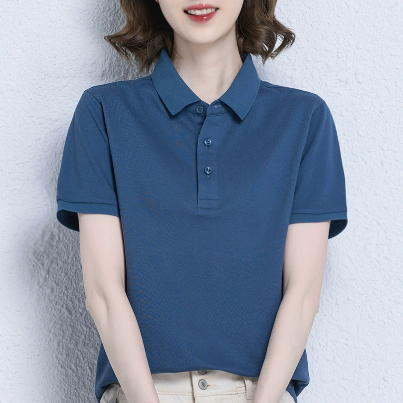 Летняя футболка с короткими рукавами и лацканами, женская стильная рубашка Paul POLO, рабочая одежда с принтом логотипа, корпоративная рабочая одежда