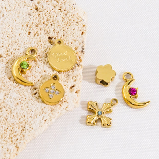 European and American fashion Joker stainless steel small pendant furnace vacuum plating 14K gold diy necklace bracelet small accessories