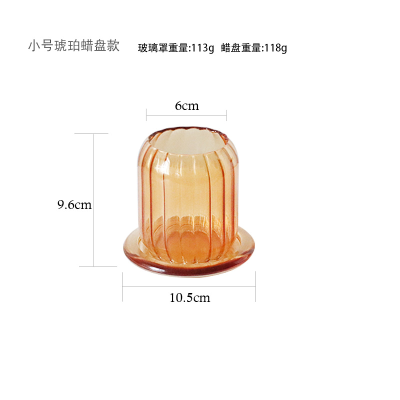 Taza de vela de vidrio chino cubierta de vidrio a prueba de vientos lujoso perfumado casero línea Zen perfumado sala de té decoración base de vela