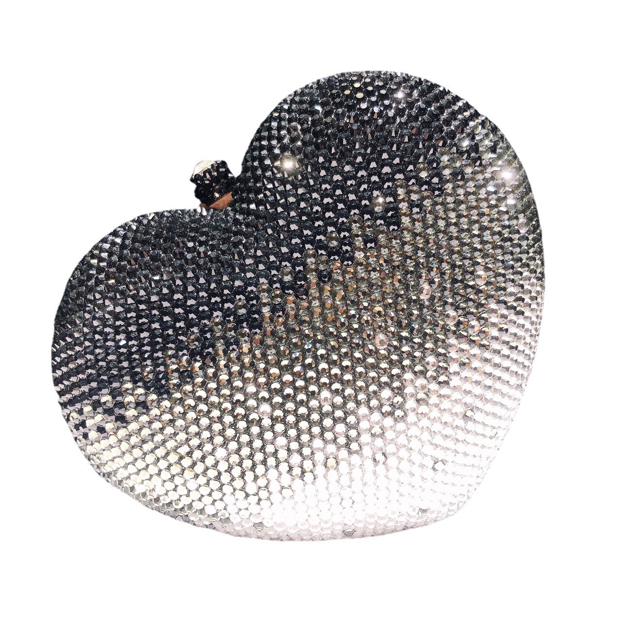 Hepburn vestido negro en forma de corazón, color gradiente, bolso de mano de diamante, bolso de cena con diamantes transfronterizos, embrague nuevo