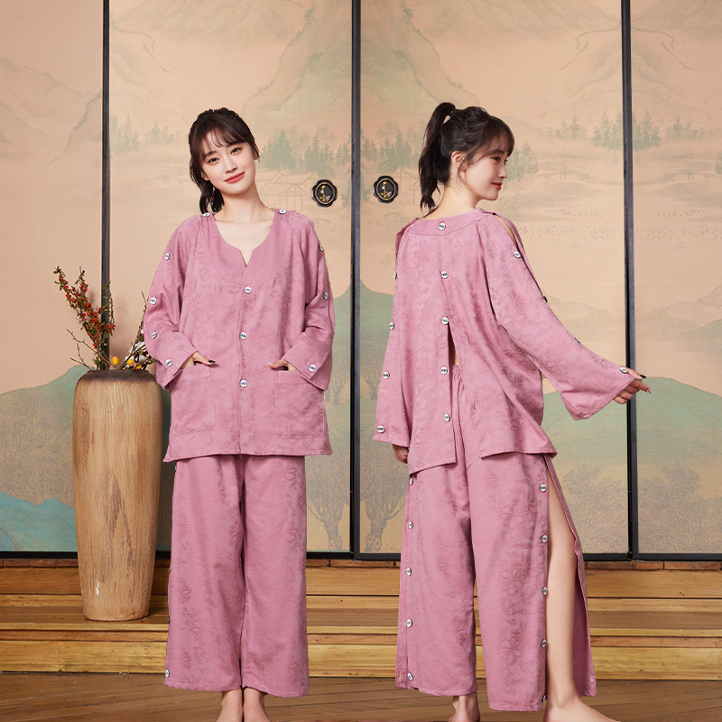 Manufacturer's 2026 New Moxibustion Clothing with Front and Back Buttons, Pure Cotton, Large Size, High-End, Back-Opening, Massage, Long Style, Unisex, for Steaming