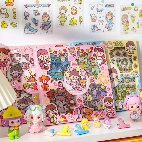 100 pieces of pet handbook stickers girl heart cute girl children sticker set handbook tape collage material stickers