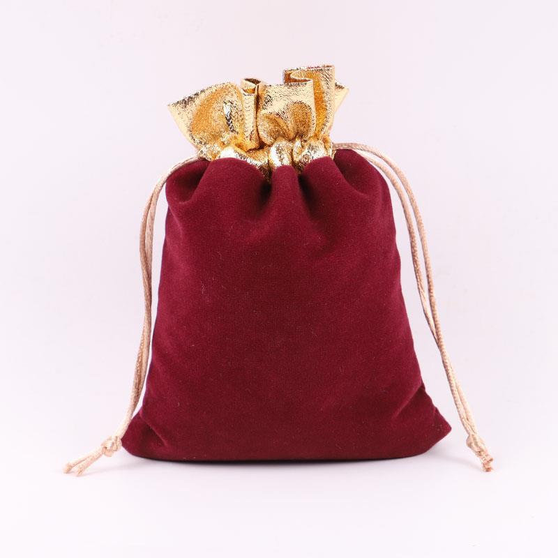 Bolsa de franela con cordón, auriculares, bolsa de embalaje de joyería, bolsa de tela de almacenamiento de joyería, bolsillo con cordón de franela negra al por mayor