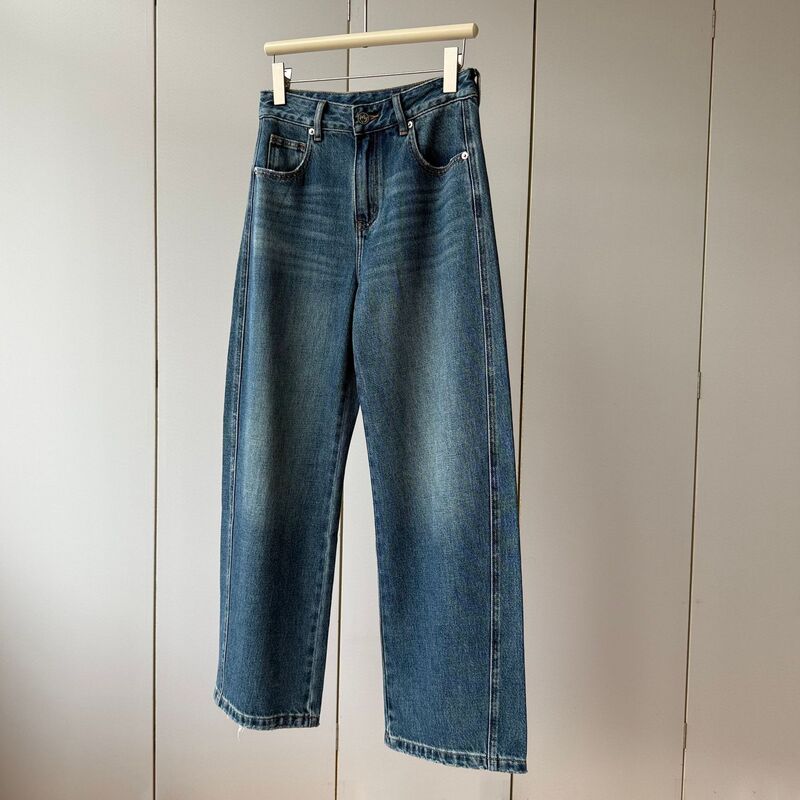 Soft and Smooth, Stereo Cut! Cotton + Lyocell + Modal High-Waisted Lightweight Loose Denim Straight Pants for Women