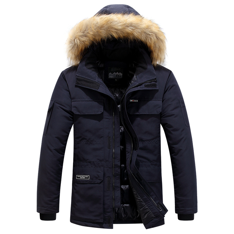 Herrenbekleidung Verdickte Baumwolljacke Mittellange Herrenjacke mit Kapuze Trendy Baumwolljacke_voghion.com