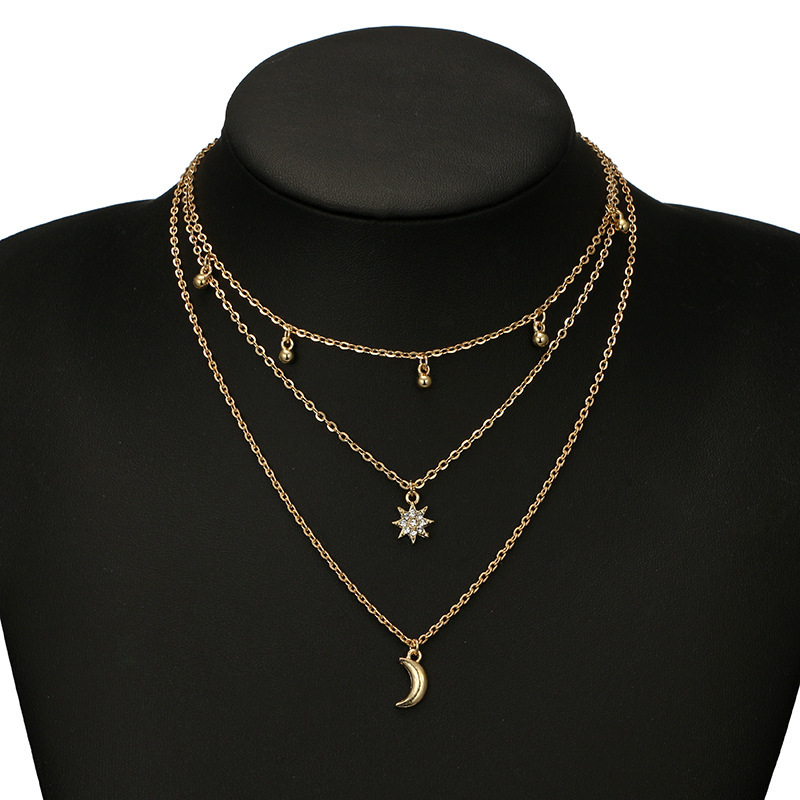 Élégant Dame Vêtement De Rue Star Lune Alliage Placage Incruster Zircon Femmes Collier En Couches display picture 4