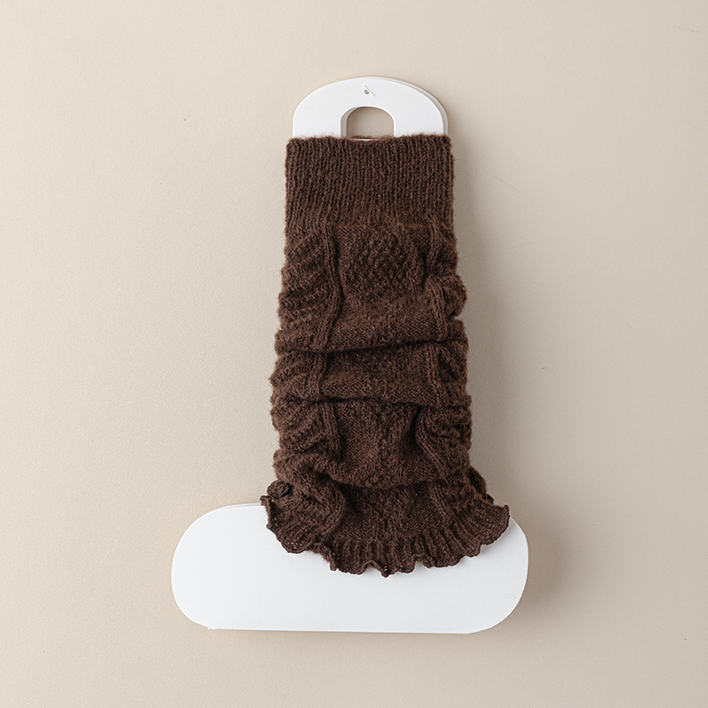 Women's autumn and winter solid color straight tube warm, sweat absorption, deodorant breathable y2k mid-tube knitted leg cover_voghion.com