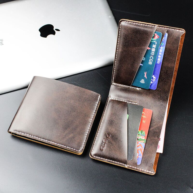 Cross-border New Retro Men's Wallet Crazy Cowhide Personalized Casual Coin Wallet Horizontal Creative Youth Wallet Wholesale