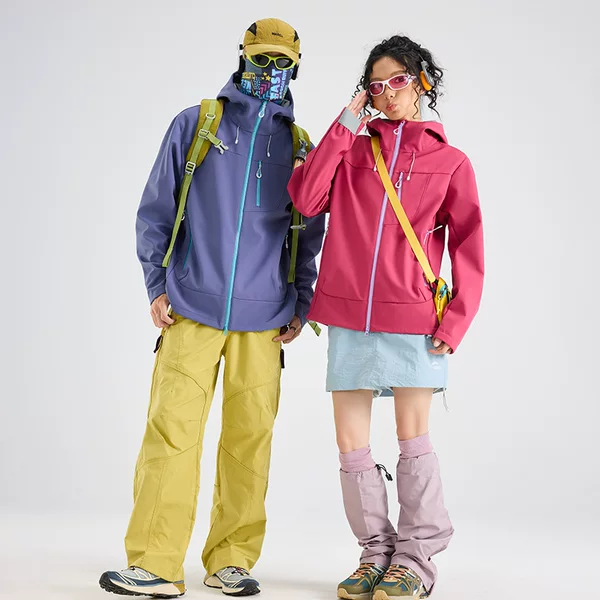 Soft Shell Jacket for Men and Women, New Spring and Autumn Outdoor Hiking Windproof, Breathable, Waterproof, Fleece-Lined, Warm Mountaineering Hooded Jacket