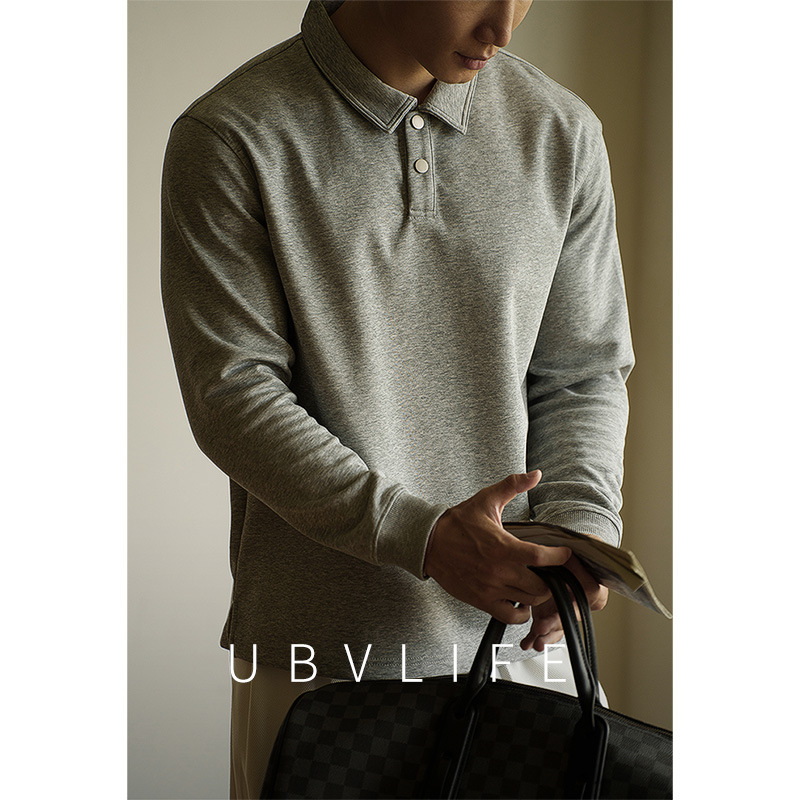 Italian Style 300g Liquid Air Cotton Magnetic Buckle Polo Shirt Men's 2025 Old Money Style Lazy Autumn and Winter Casual Sweatshirt