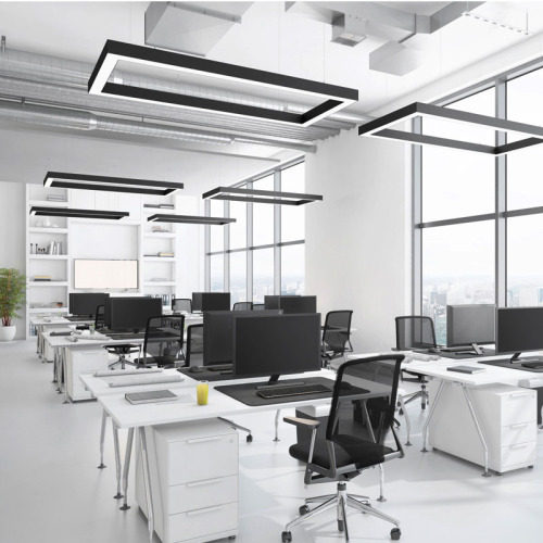 LED Loop Pendant Light for Office, Meeting Room, Exhibition Hall, Reception Desk, Lobby, Rectangular Loop Seamless Splicing Projector Light