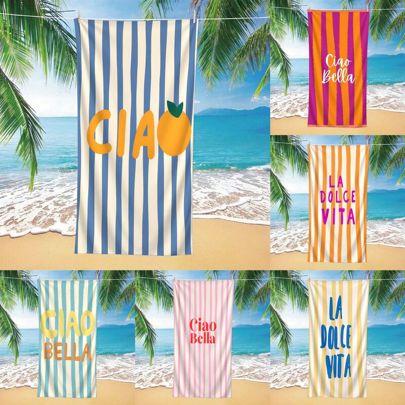 Cross-Border Hot-Selling Ciao Striped Digital Print Quick-Dry Beach Towel Microfiber Sand-Proof Swimming Towel Seaside Bath Towel Cross-Border Hot-Selling Ciao Striped Digital Print Quick-Dry Beach Towel Microfiber Sand-Proof Swimming Towel Seaside Bath Towel