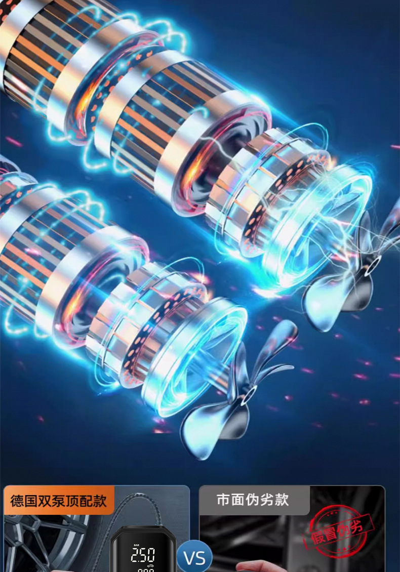 Full screen touch portable air pump car tire multifunctional large flow mobile phone charging lighting warning light