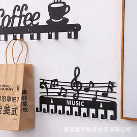 现货金属墙壁装饰咖啡造型挂架厨房收纳咖啡杯挂架音符造型钥匙架