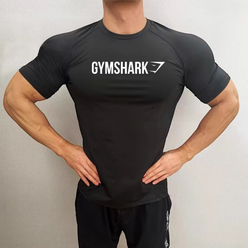 Gym American-Style Summer New Men's Tight-Fitting T-Shirt Jogger Sports Fitness Running Training Quick-Drying Short-Sleeved Shirt