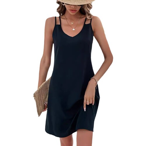 Summer European and American-style slimming, sleeveless V-neck slip dress