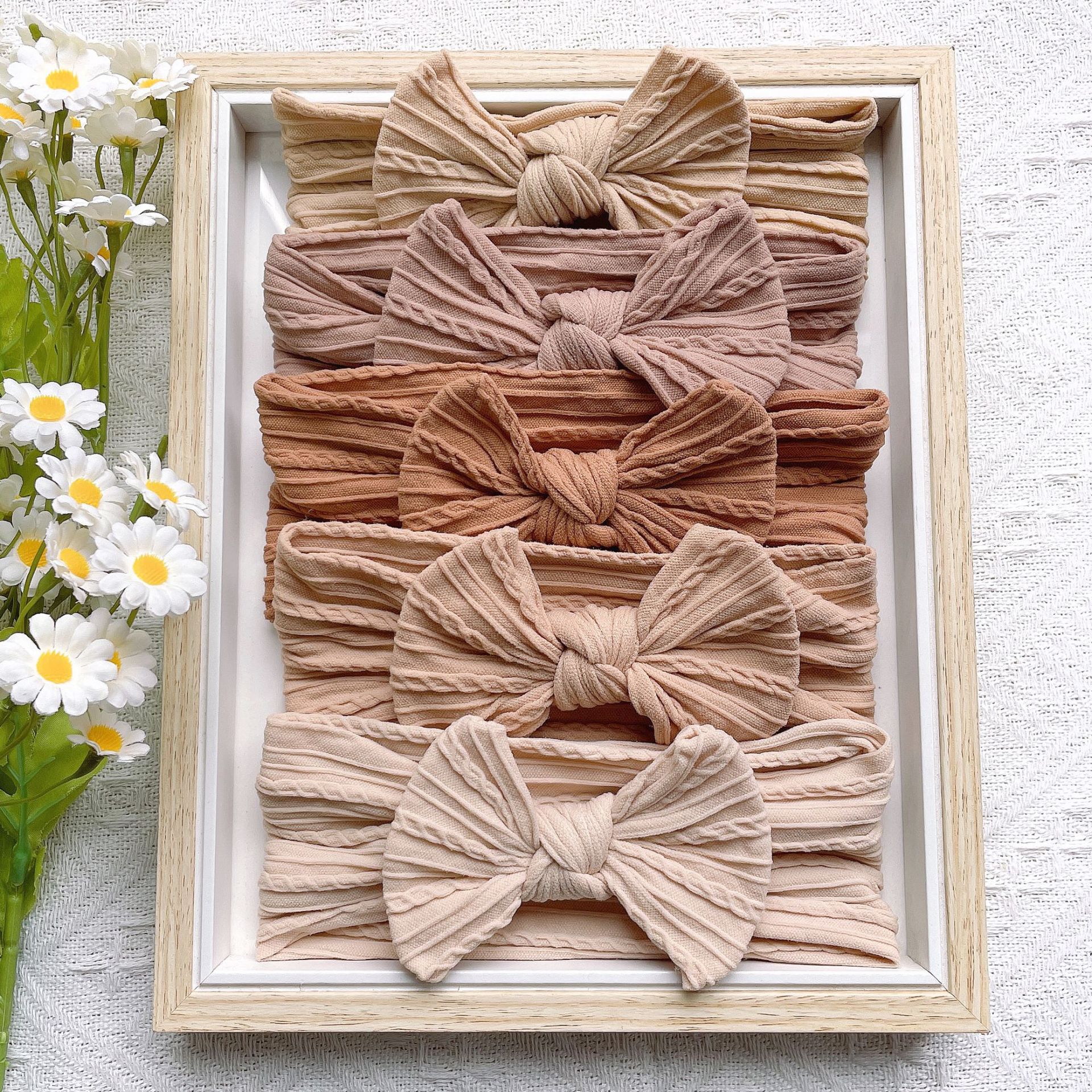 Europa y América nueva banda de pelo de los niños de nylon suave 5 unids traje de bebé arco elástico pañuelo de pelo de bebé banda