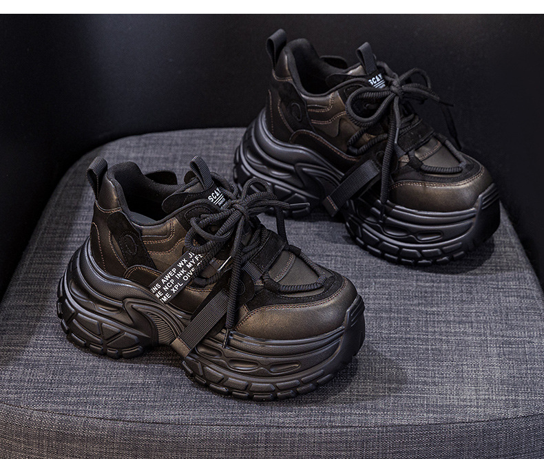 Giày sneaker nữ đế dày chunky phong cách thể thao, tăng chiều cao, phối hợp nhiều trang phục — Đen 5019, Nâu 5019, Ngọc trai 5019 chi tiết 13