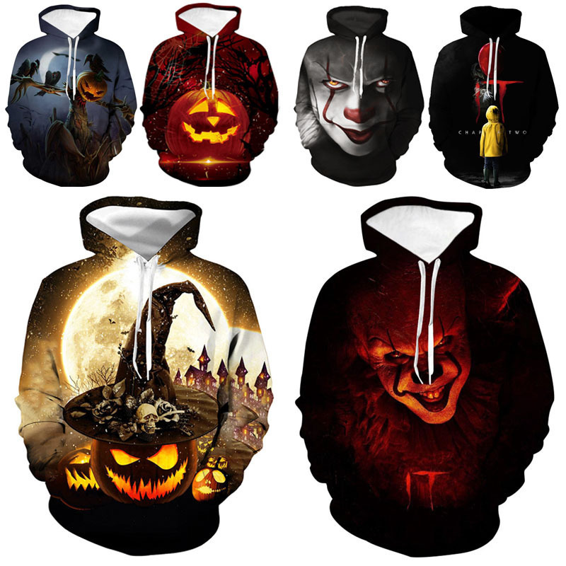 2021 European and American autumn and winter New clown soul 20000 holy festival clothing 3d digital printing pullover hooded sweater
