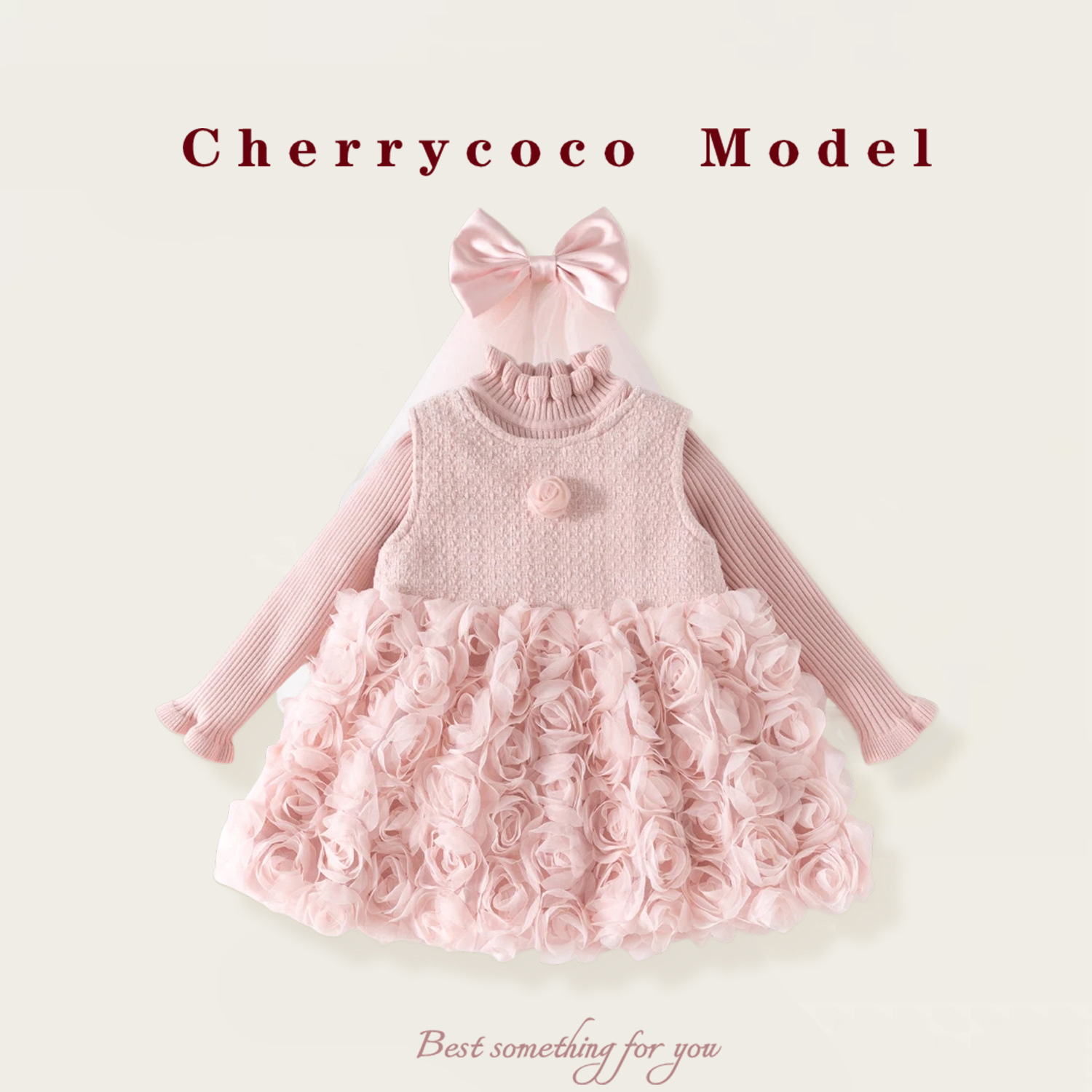 CHERRYCOCO女童连衣裙秋冬装洋气儿童公主裙周岁礼服加绒网纱裙子