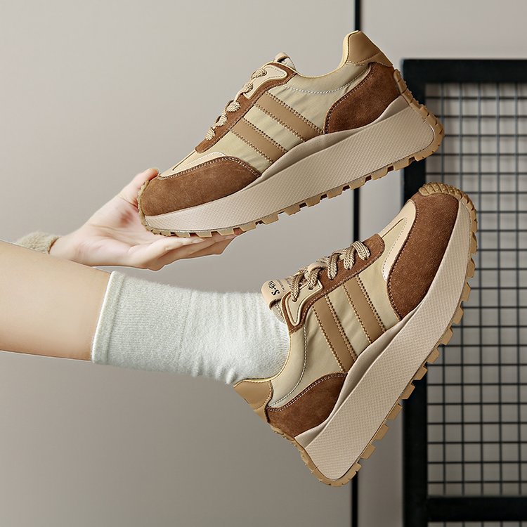 Forrest Gump Shoes Women's New Thick Sole Shoes Popular Women's Leather Heightening Retro Maillard Sports Women's Shoes_voghion.com