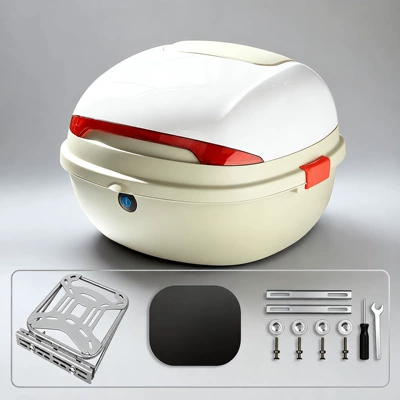 No-disassembly backrest with electric scooter trunk bracket set, large-capacity scooter electric bike tail box (Motorcycle trunk) - white-no-disassembly-bracket