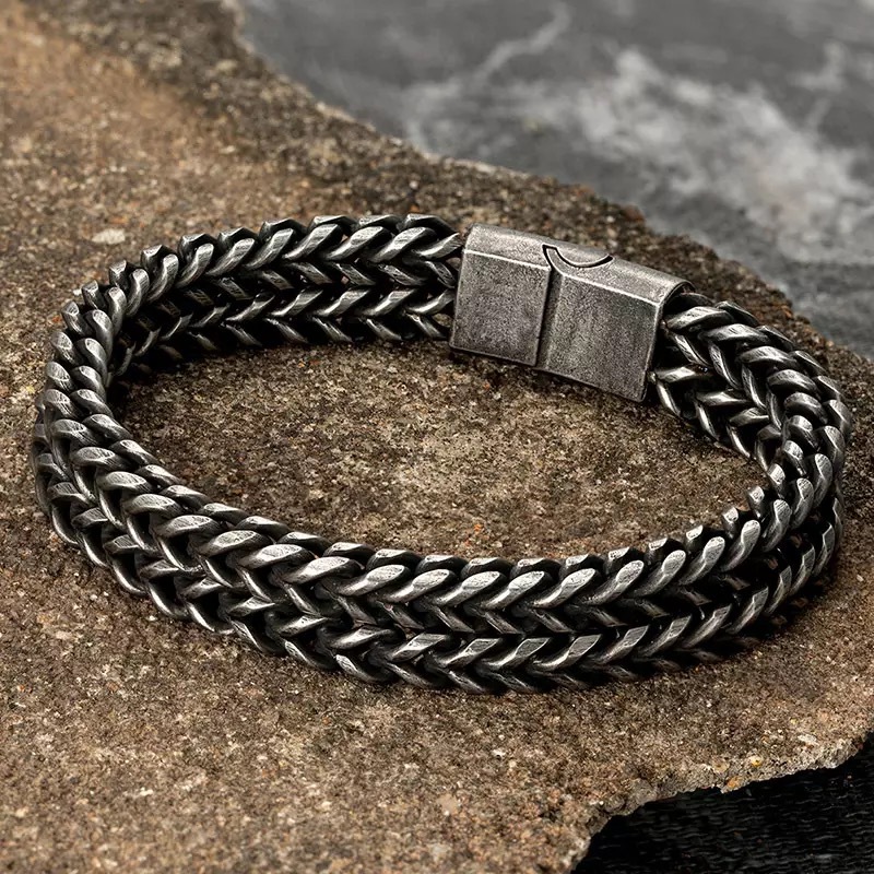 Titanium Steel Double Layered Rough Men's Bracelet