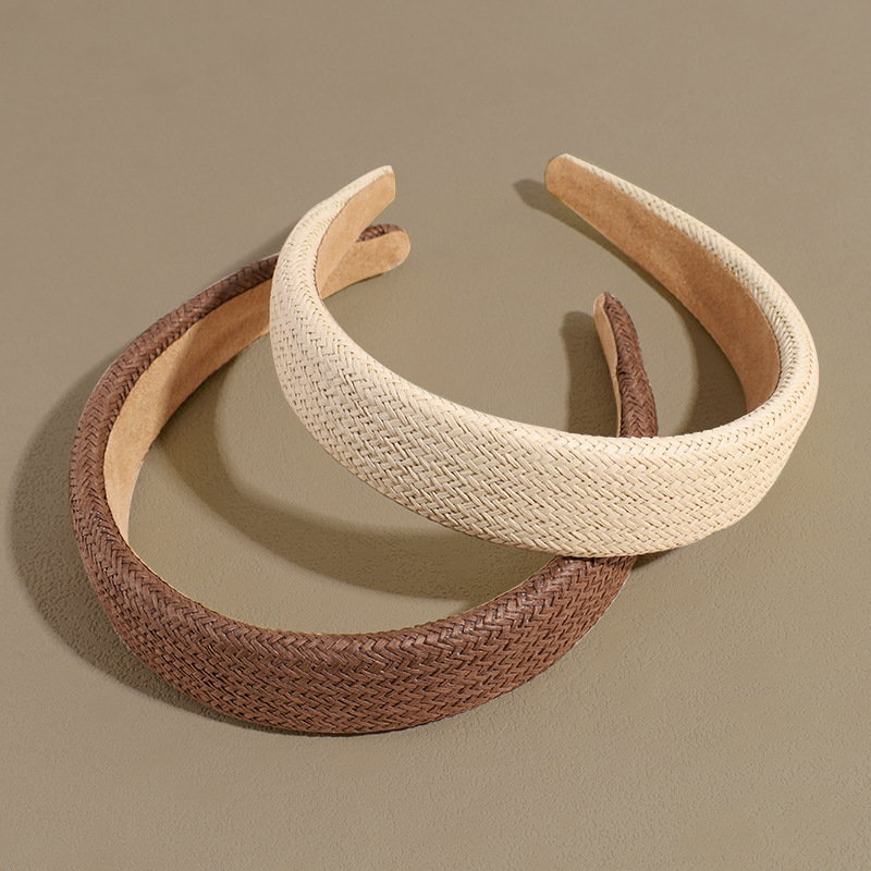 Women'S Gender Casual Solid Color Straw Hair Band