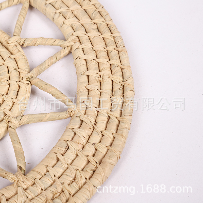 Posavasos antideslizante para taza de té, tapete de rafia, bandeja de té redonda plegable de ratán, posavasos, juego de té, vajilla tejida.