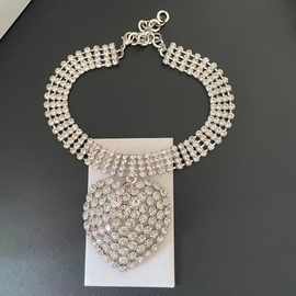 星月AR新款重工全钻吊坠心形桃心时尚OL项链项圈欧美时尚夸张风