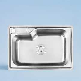 反方向一体拉升水槽SUS304不锈钢单盆厨房洗菜盆超大加深加厚拉丝