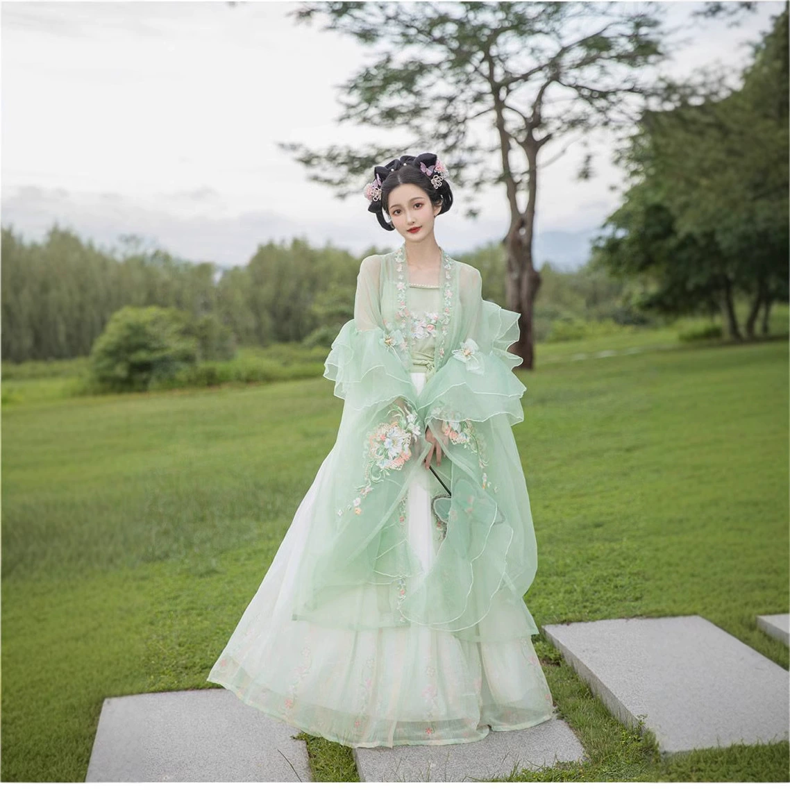 Новый стиль вышитый китайский костюм из династии Сун, женский свитер с большими рукавами, вышитый кардиган, костюм супер сказочный, тяжелый костюм Hanfu