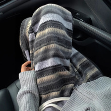 美式重磅针织条纹卫裤男款秋冬古着民族风毛呢裤子松弛感休闲长裤