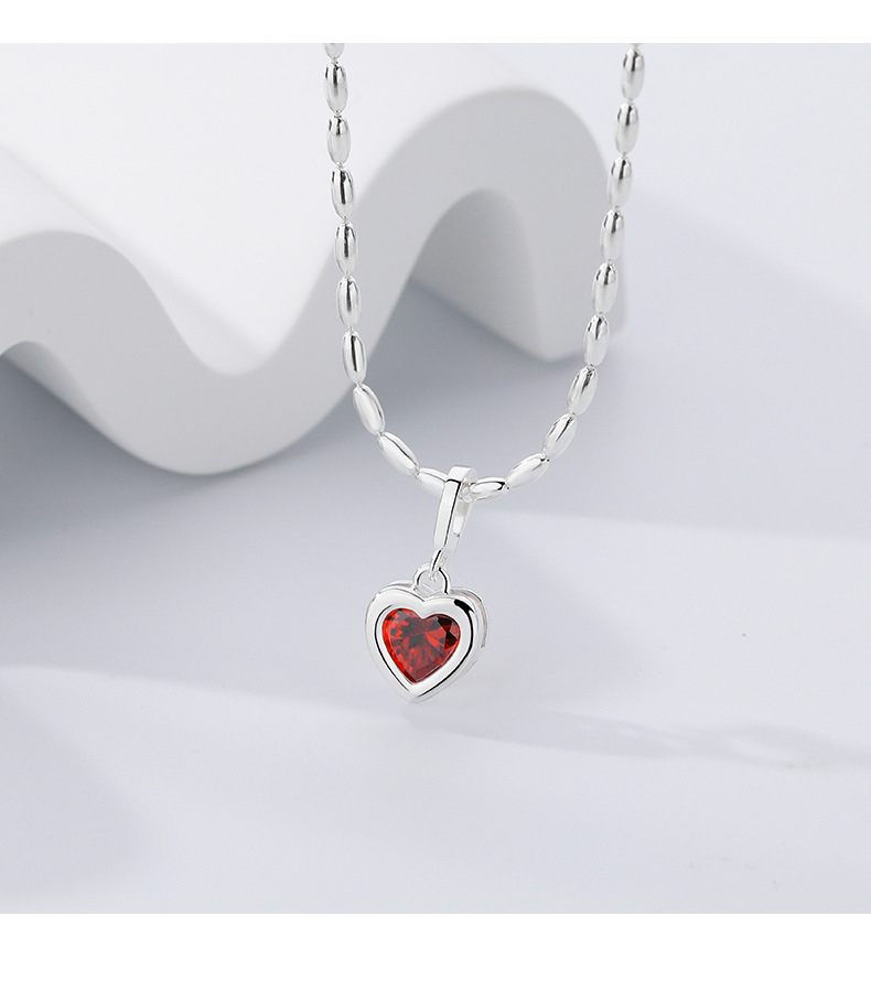 Fashion Heart Shape Sterling Silver Plating Zircon Necklace 1 Piece