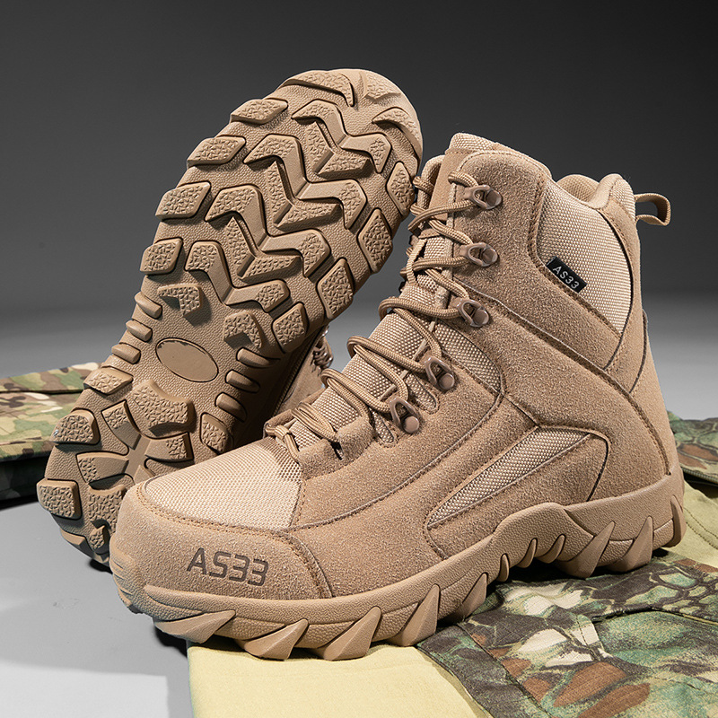 Fabricantes transfronterizos al por mayor de terciopelo cómodos zapatos tácticos transpirables al aire libre entrenamiento deportivo botas de combate zapatos de montaña masculinos antideslizantes