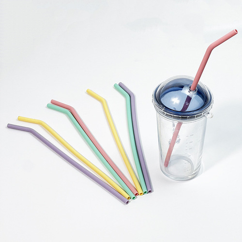 Food grade silicone straw elbow straw circulation hose juice milk tea children baby drinking straw set