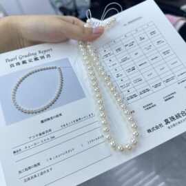 8-8.5海水珍珠项链正圆基本无暇日本akoya真综研大证花珠品质项链