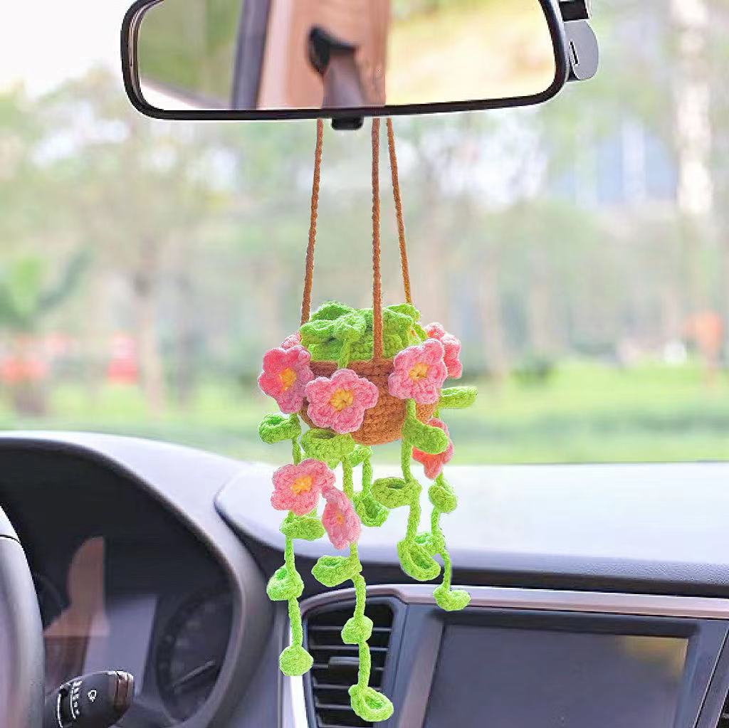 Yà mǎ – Car Plant Hanging Car hanging - pink-five-petal-flower